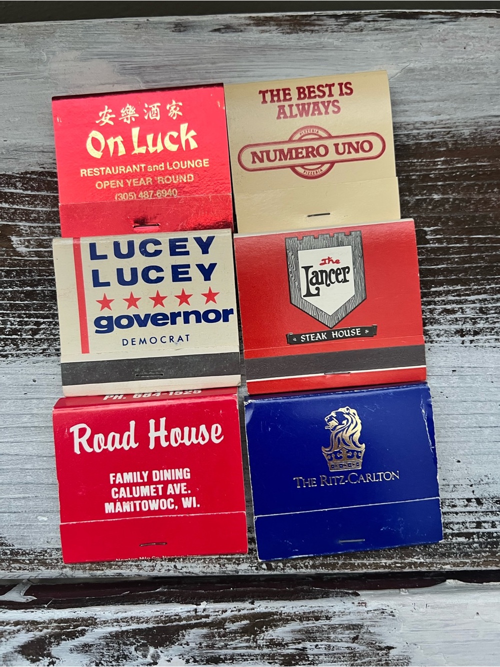 Vintage Matchbook Wall Art - Blue & Red Set